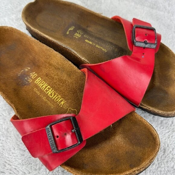 Birkenstock Madrid Red Leather Sandals Women’s Size 40 Narrow - Picture 7 of 10